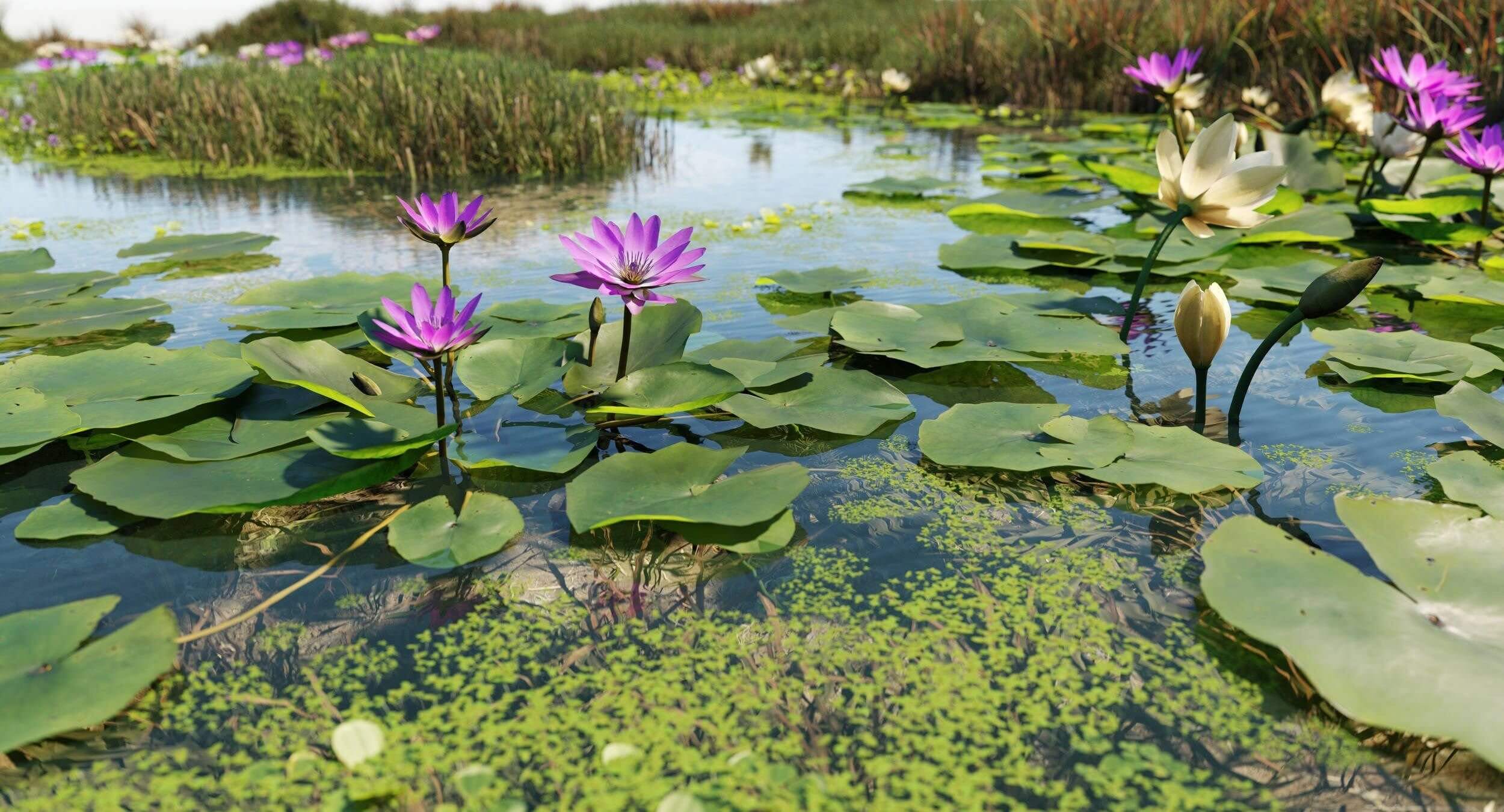 【UE4/5】漂亮的荷花荷叶池塘植物包-Plant Models vol39