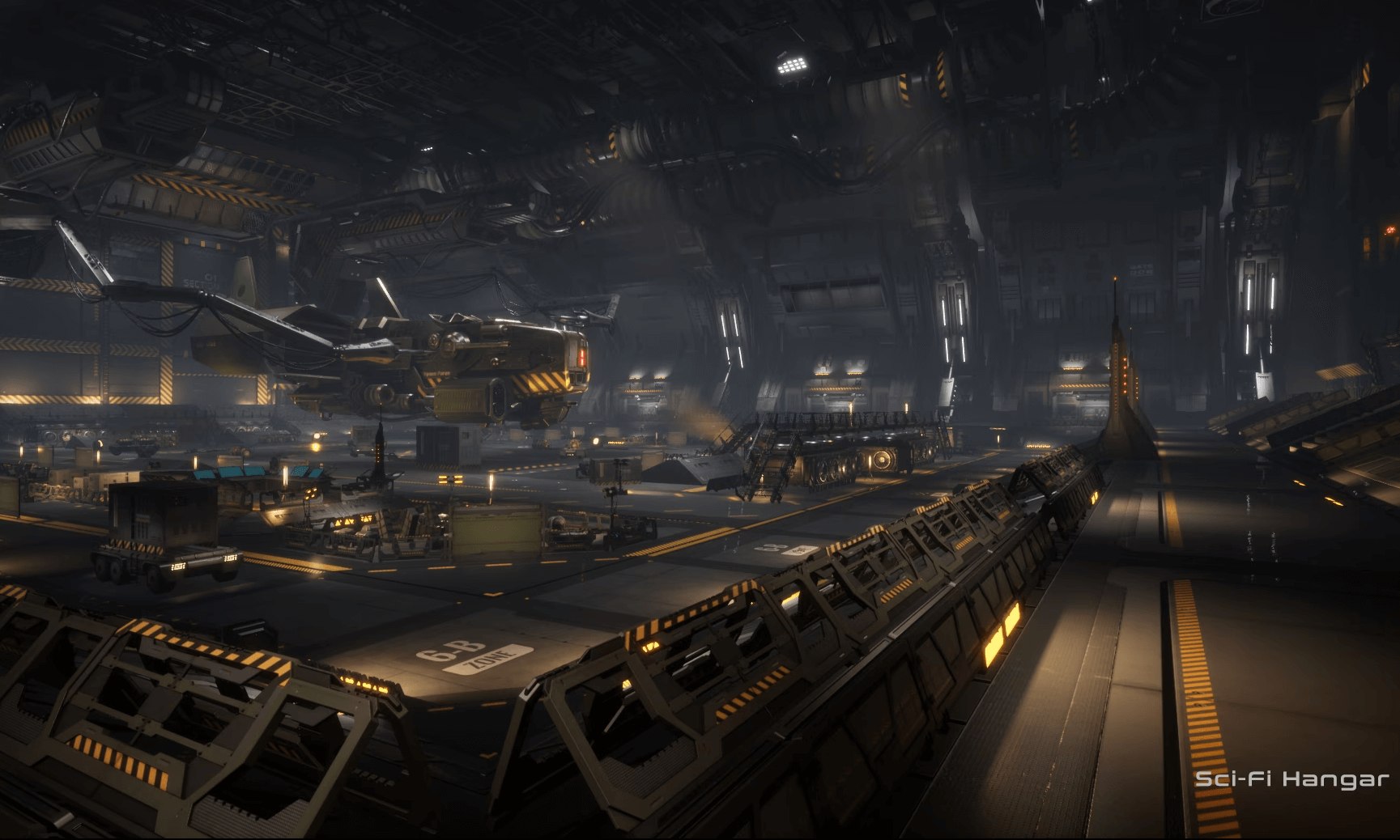 【UE4/5】3A级大型科幻机库场景-Sci-Fi Hangar