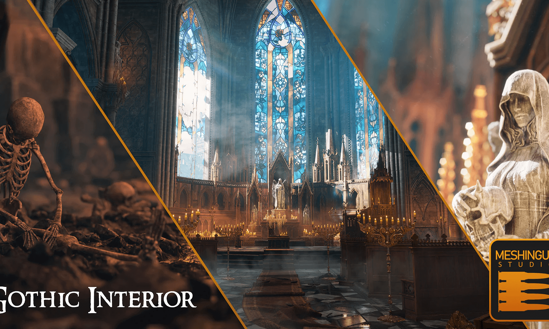 【UE4/5】哥特式大教堂超级套装 – Gothic Interior Megapack