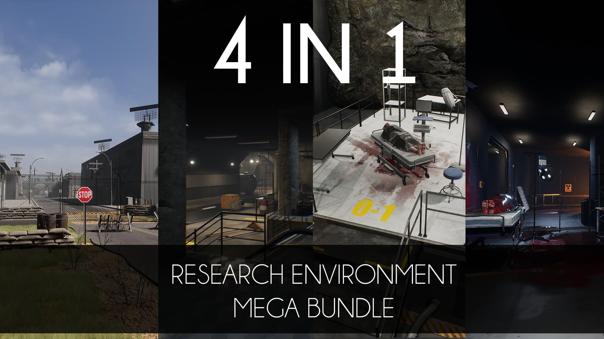 【UE4/5】4合1模块化研究设施&超级捆绑包-4 IN 1 Modular Research Facility  Mega Bundle