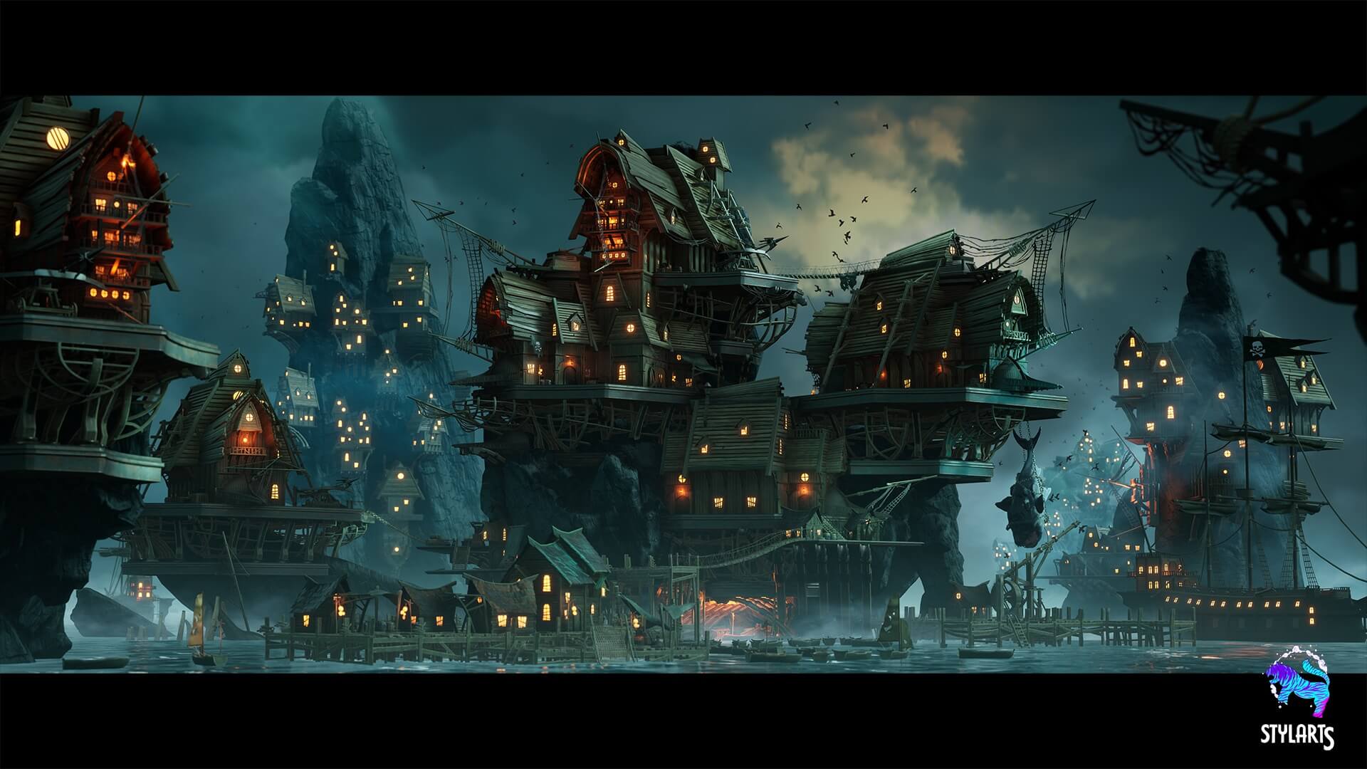 【UE4/5】风格化海盗港口城市 – Stylized Pirate Port City Modular (Pirate , Port , City )