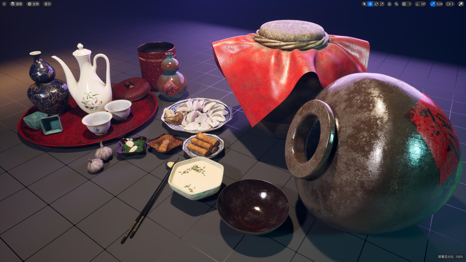【UE5】中国古代酒瓶套装和小吃 – Chinese Wineset & Snack