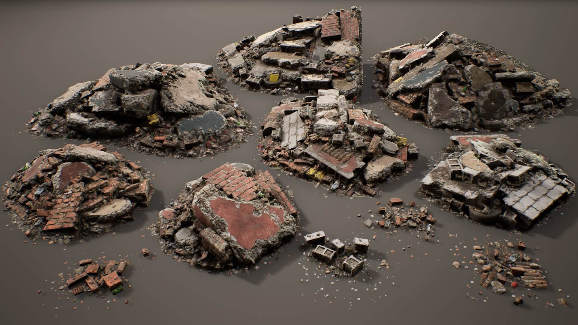【UE4/5】碎石和瓦砾 模块化套装 – Rubble and Debris – Modular Se