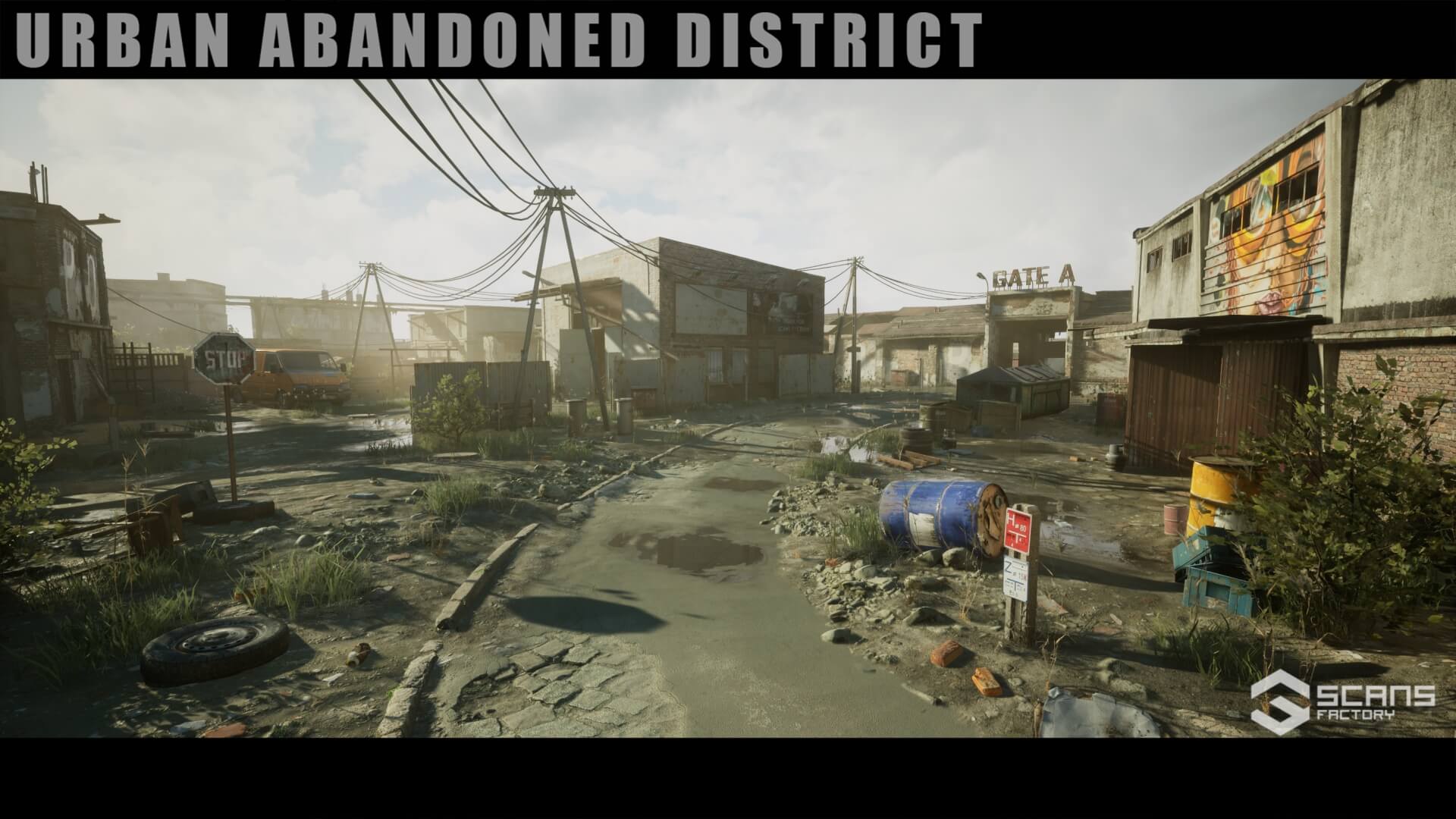 【UE4/5】城市废弃区 -日景夜景-[SCANS] Urban Abandoned District – DayNight Scene