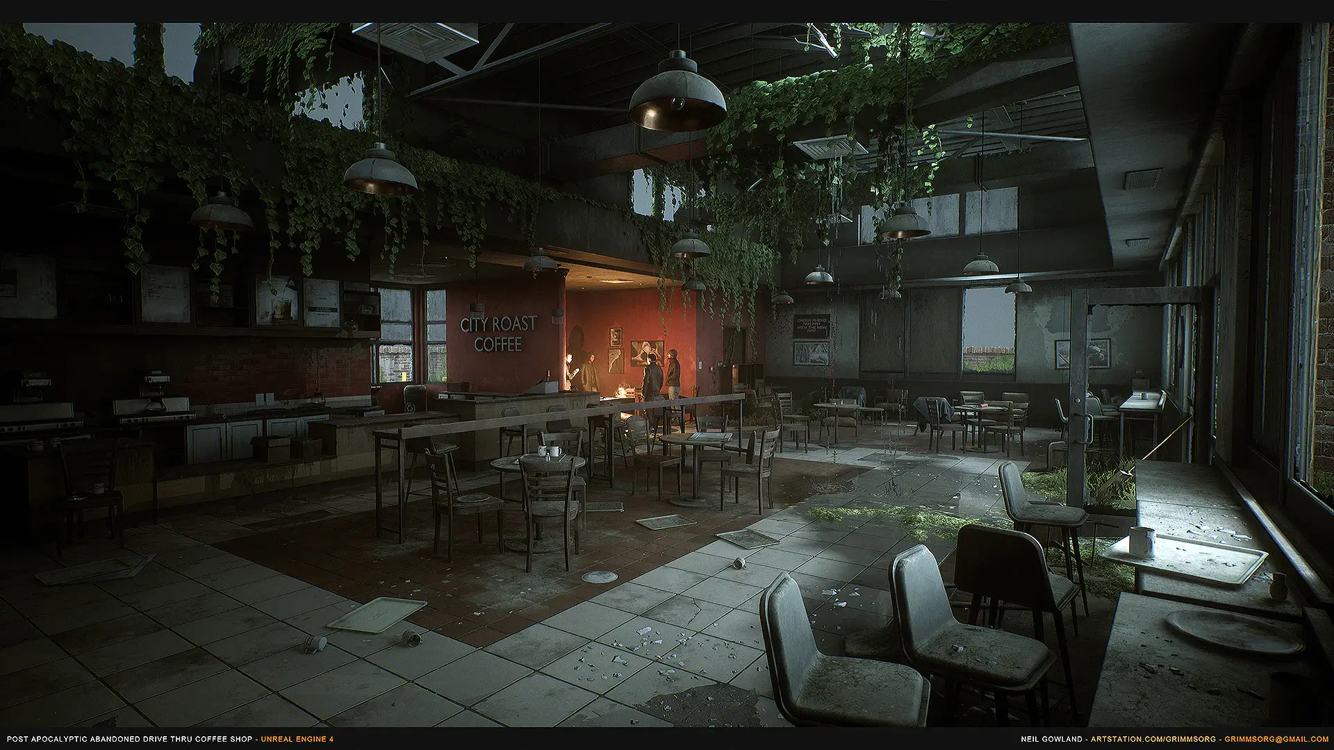 【UE4/5】后世界末日废弃咖啡馆 – Post Apocalyptic Abandoned Coffee Shop Drive Thru