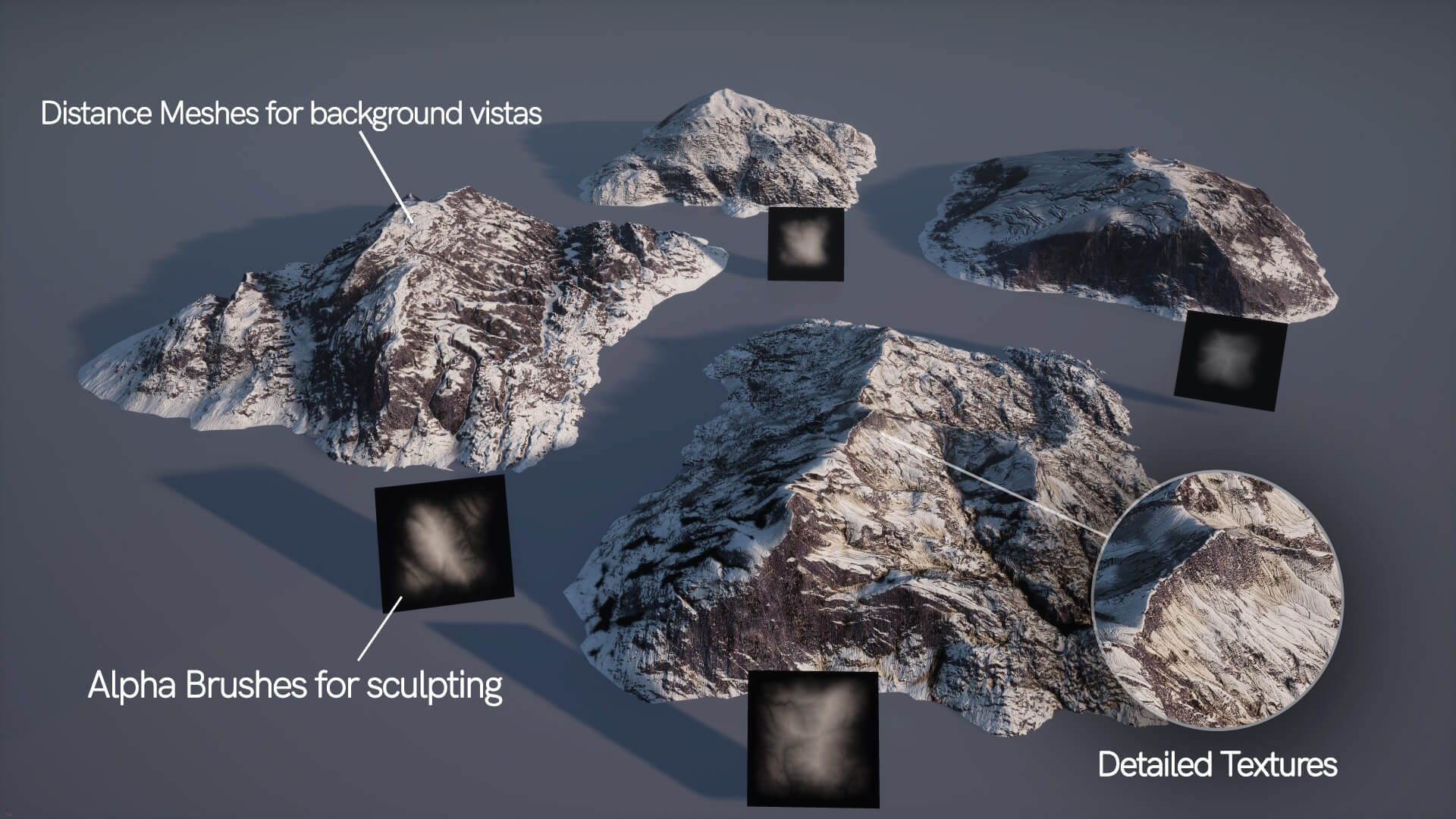 【UE4/5】山体山脉 – Brushify – Mountains Pack