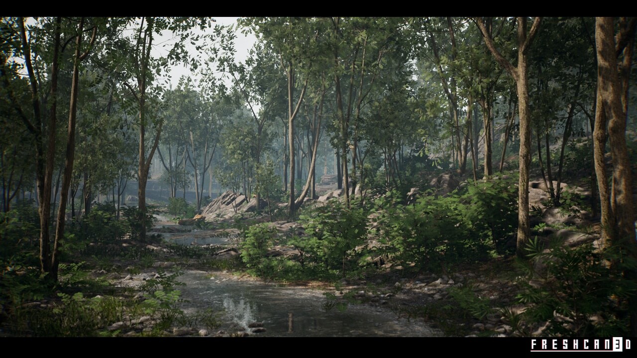 【UE5】森林环境（河畔森林，拥有松树和热带树木）-Forest Environment ( Riverside Forest with Pine and Tropical Trees )